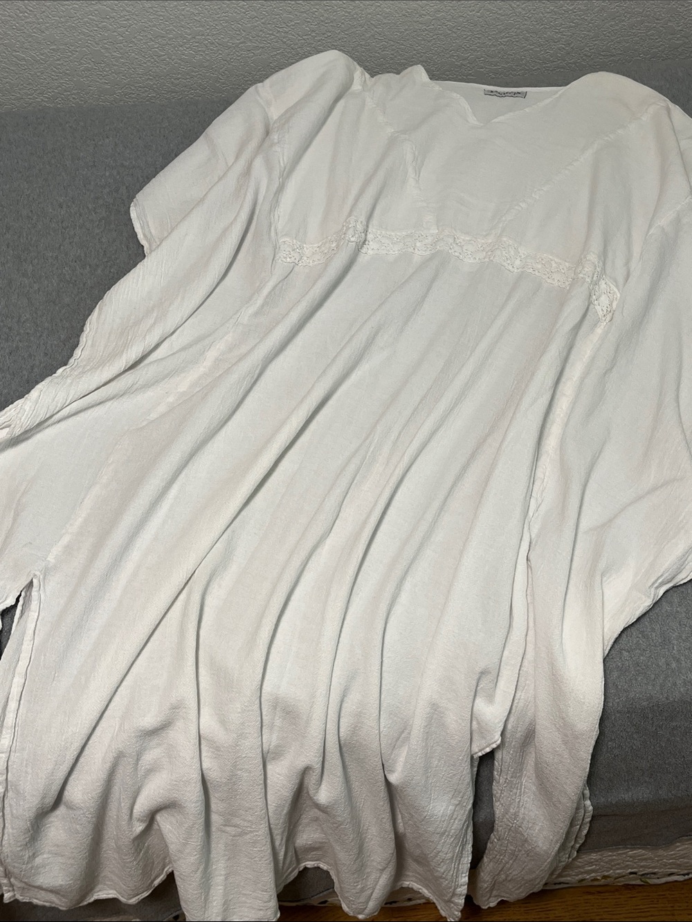 Gauzey Boho Lagenlook Kaftan Maxi Dress White Coastal Vacation Resort Lounge